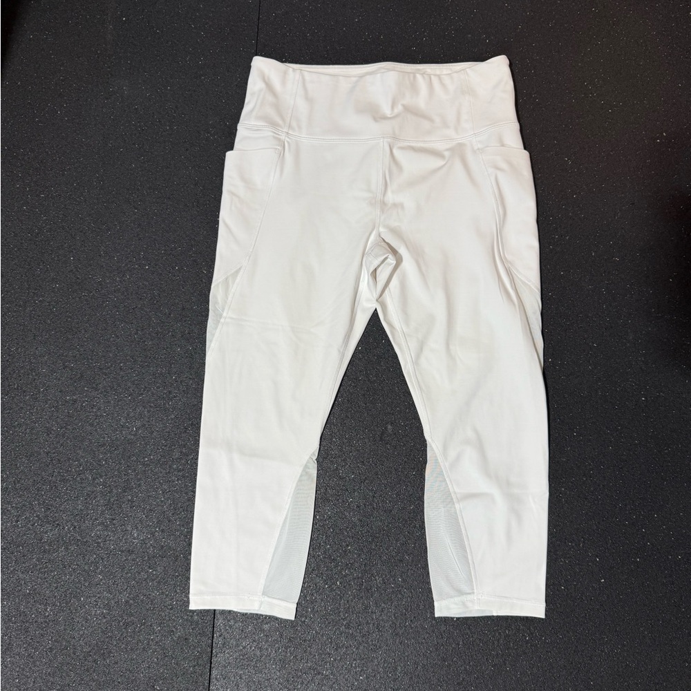 Athleta White Leggings with Mesh